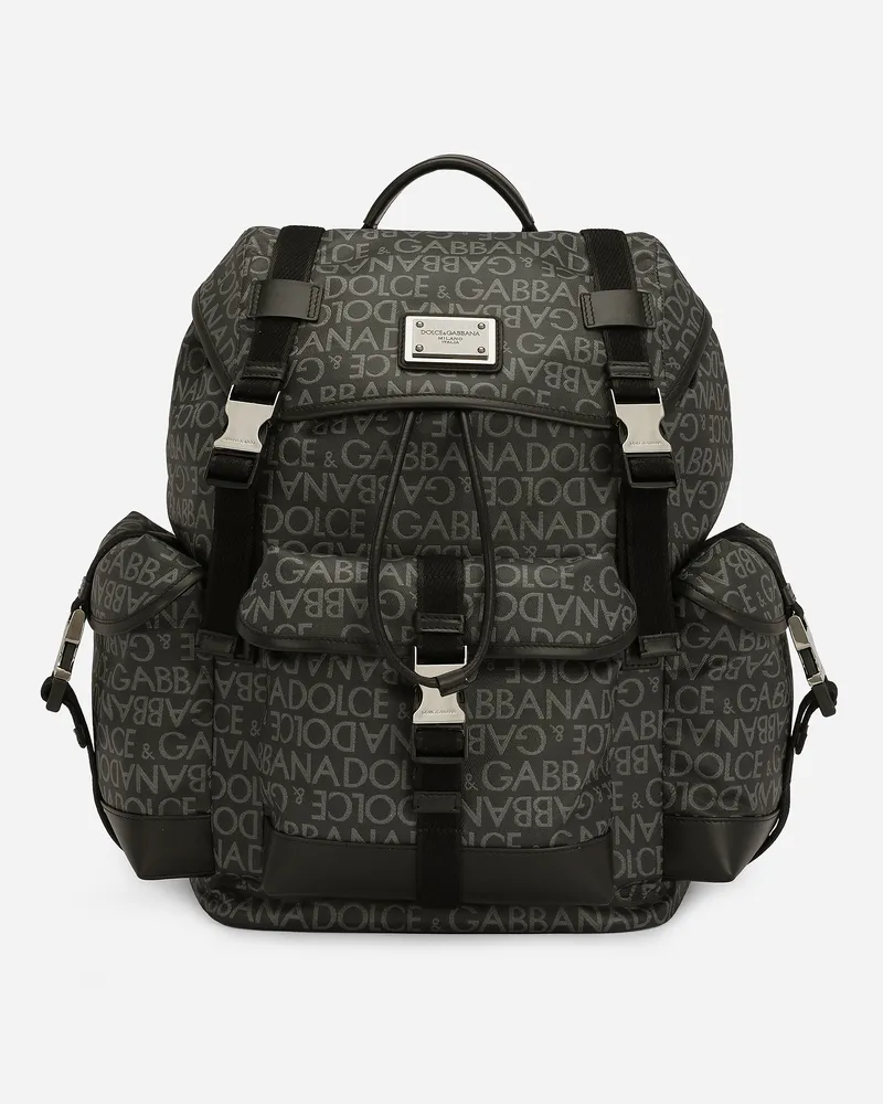 Dolce & Gabbana Rucksack Aus Beschichtetem Jacquard - Mann Rucksäcke Und Bauchtaschen Mehrfarbig Stoff Mehrfarbig