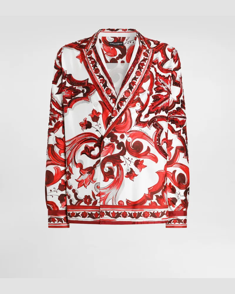 Dolce & Gabbana Hose Vanity Aus Twill Mit Majolika-print - Mann Hemden Multicolor Multicolor