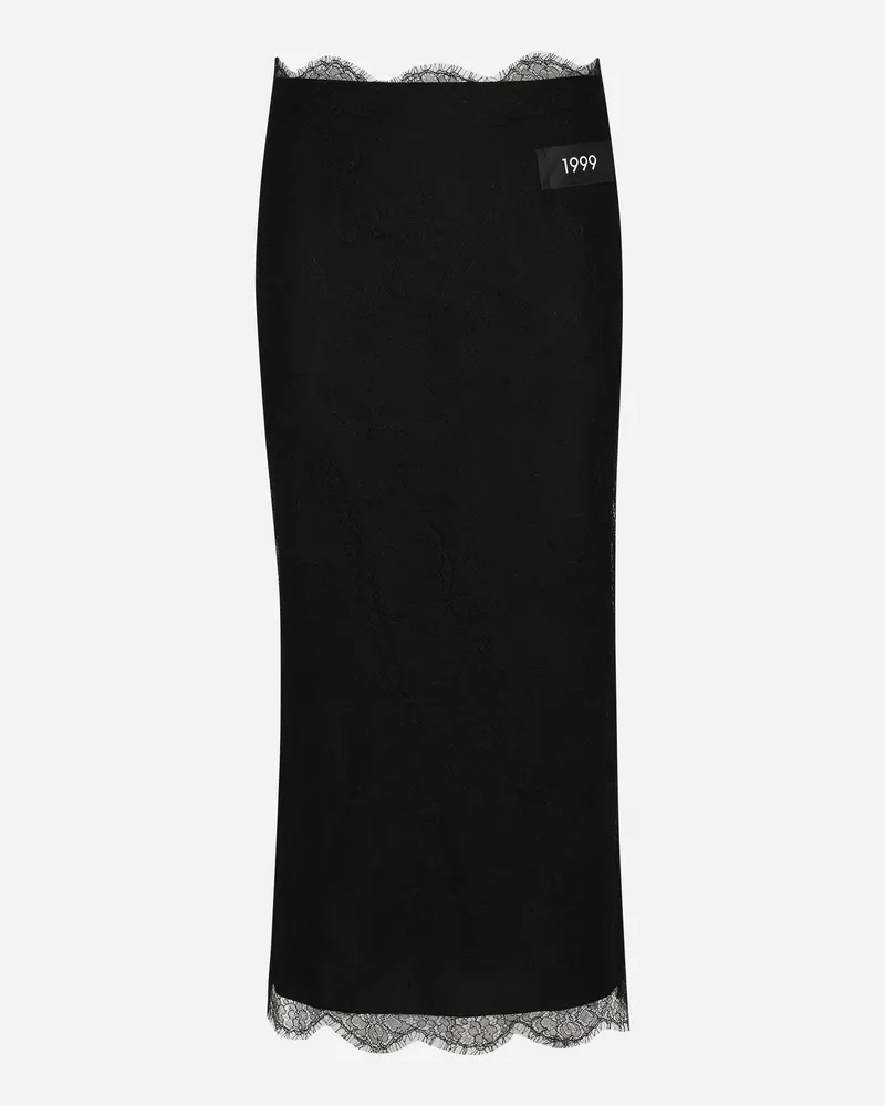 Dolce & Gabbana Longuette-rock Aus Chantilly-spitze - Frau Röcke Schwarz Spitze Schwarz