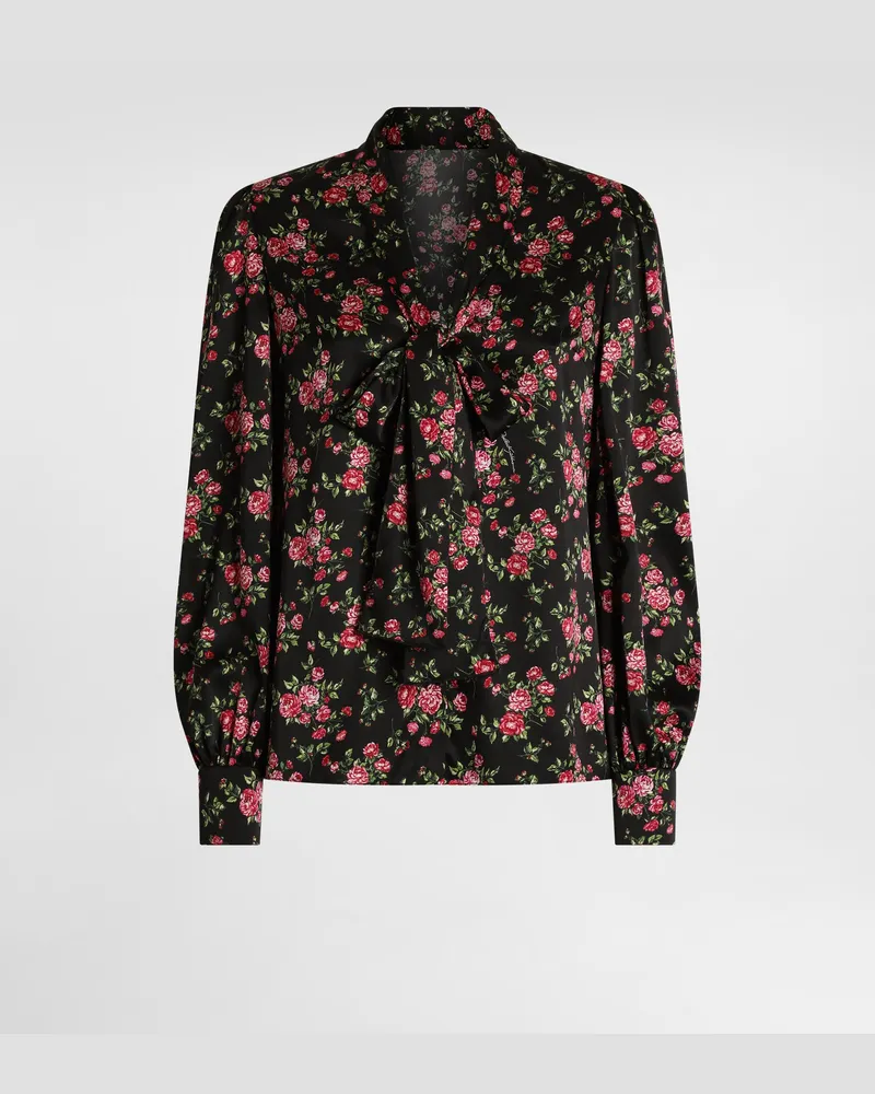 Dolce & Gabbana Hemd Aus Satin Mit Einem Print Mit Kleinen Rosensträußen - Frau Blusen Und Tops Mehrfarbig Mehrfarbig
