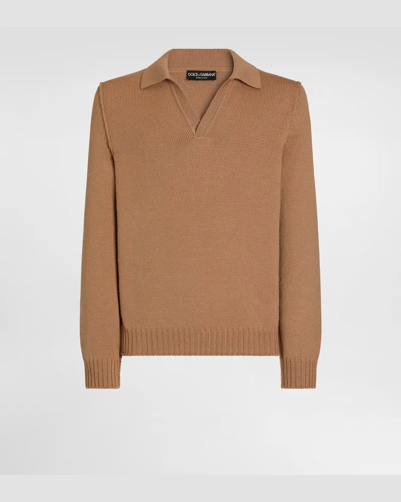 Dolce & Gabbana Poloshirt Aus Schurwolle - Mann Strickwaren Puderrosa 