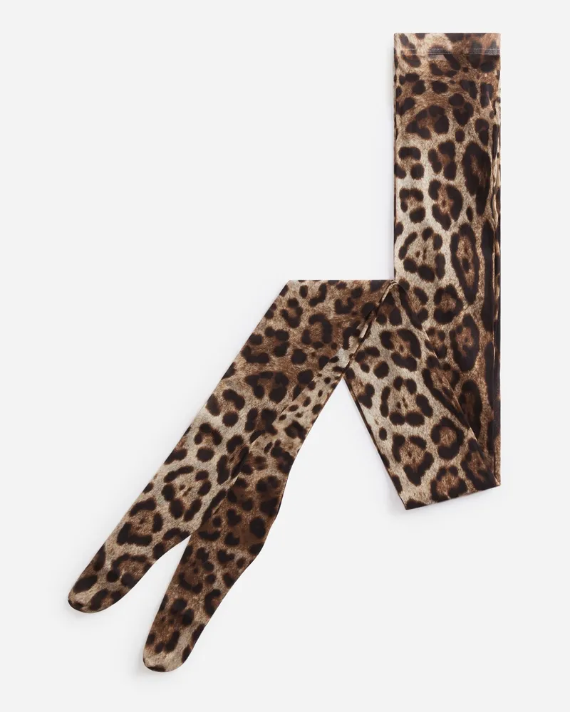 Dolce & Gabbana Strumpfhose Aus Tüll Leoprint - Frau Socken Animalprint Spitze Animal-print