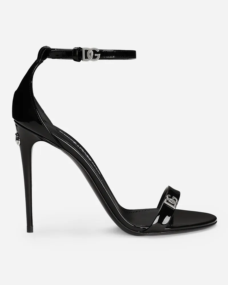 Dolce & Gabbana Sandalette Aus Lackleder - Frau Sandalen Und Wedges Schwarz Schwarz