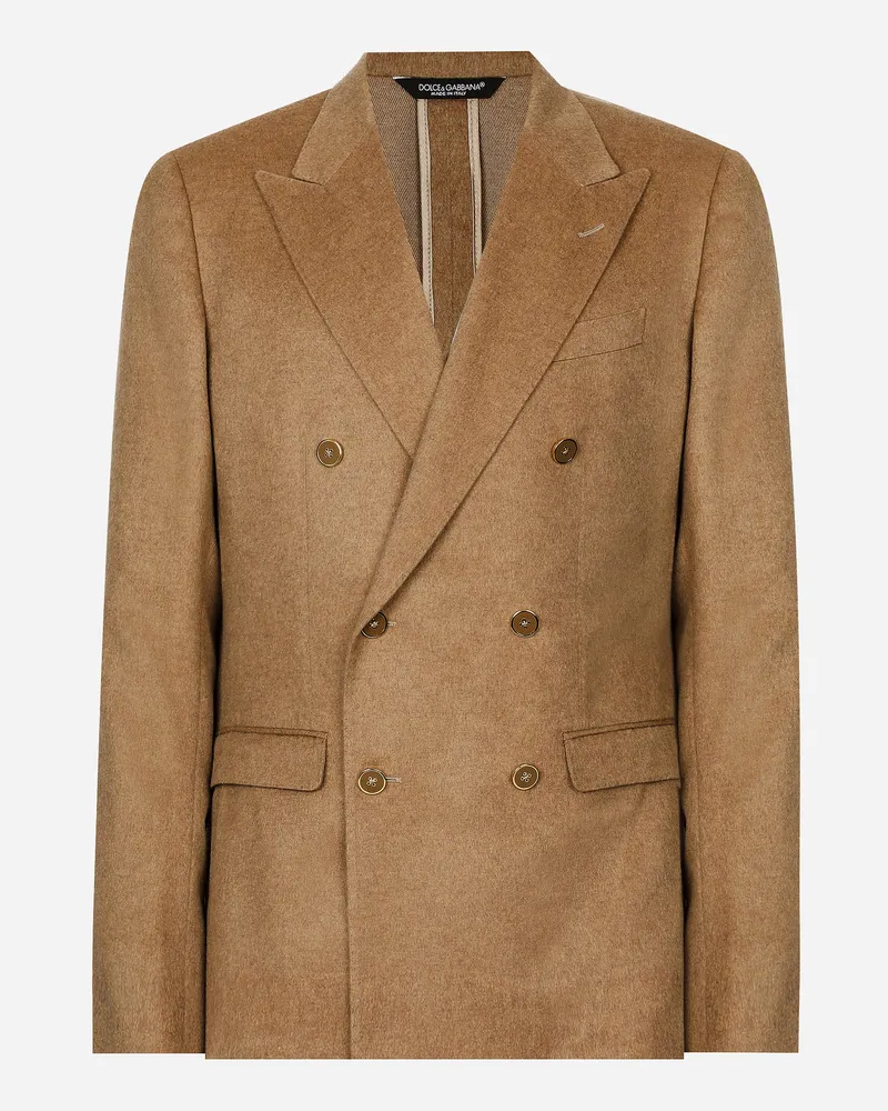Dolce & Gabbana Zweireihige Jacke Taormina aus Kaschmir-Seide Beige