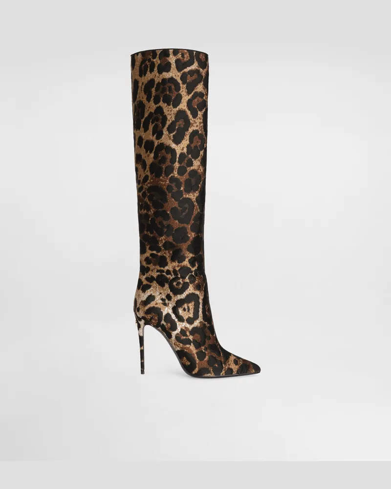 Dolce & Gabbana Stiefel Aus Leo-jacquardgewebe - Frau Stiefel Und Siefeletten Animalprint Animal-print