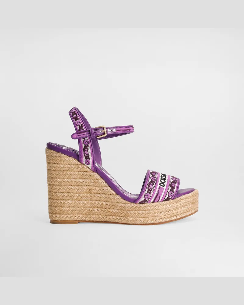 Dolce & Gabbana Wedge Sandals With Majolica Embroidery - Frau Sandalen Und Wedges Multicolor Multicolor