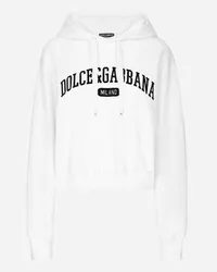 Dolce & Gabbana Kapuzensweatshirt aus Baumwolljersey Weiss