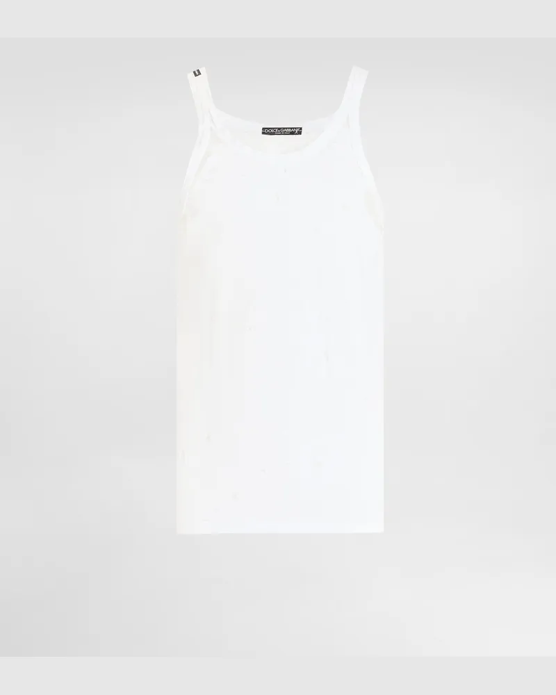 Dolce & Gabbana Distressed Jersey Tank Top - Mann T-shirts Und Polos Wei White