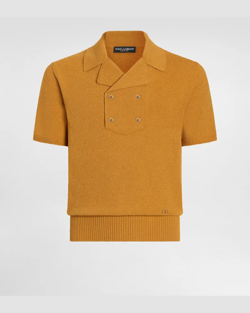 Dolce & Gabbana Linen-cotton Knit Polo Shirt - Mann Strickwaren Gelb Gelb