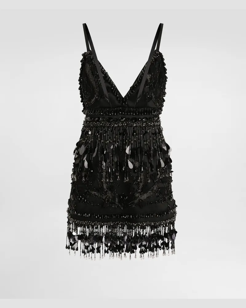 Dolce & Gabbana Satin Dress With Embroidery - Frau Kleider Mehrfarbig Multicolor