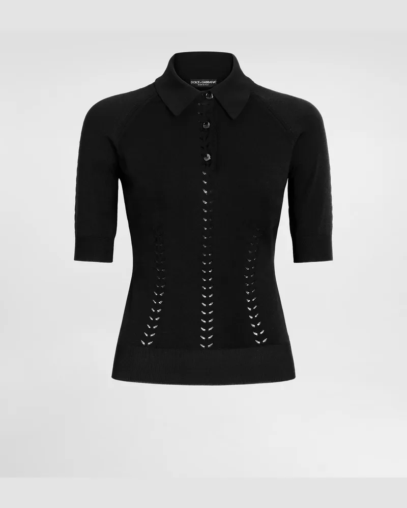 Dolce & Gabbana Poloshirt Aus Viskose - Frau Strickwaren Schwarz Schwarz