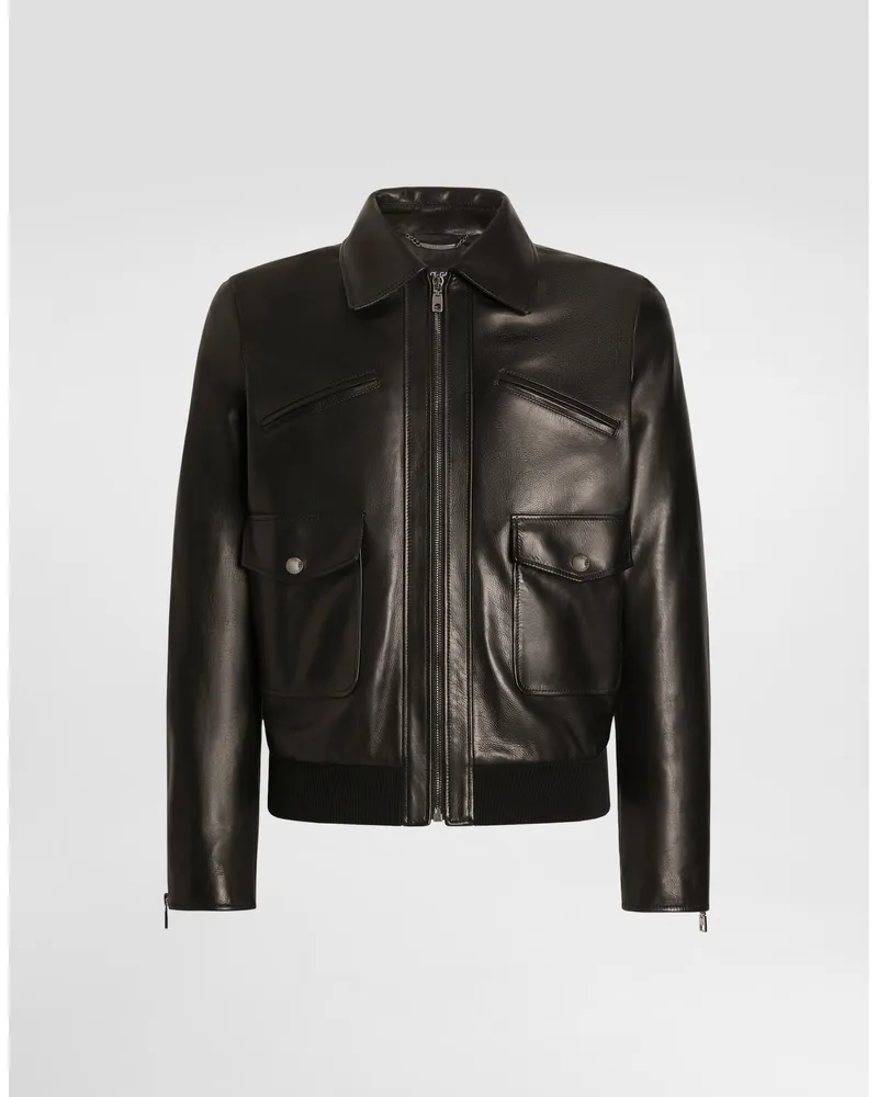 Dolce & Gabbana Lederjacke Aus Nappaleder - Mann Collection Schwarz Schwarz