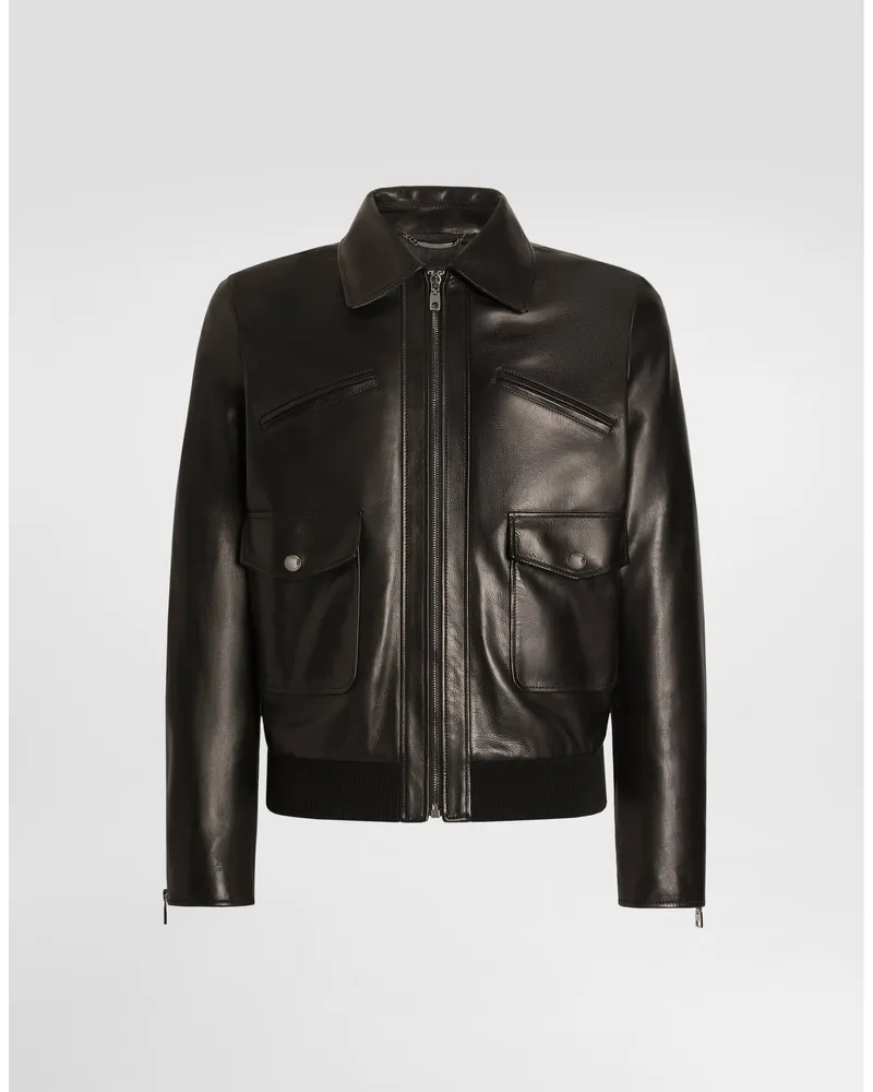 Dolce & Gabbana Lederjacke Aus Nappaleder - Mann Collection Schwarz Schwarz