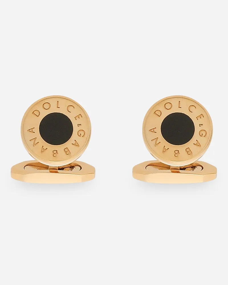 Dolce & Gabbana Runde Manschettenknöpfe Logo - Mann Bijoux Gold Metall Gold