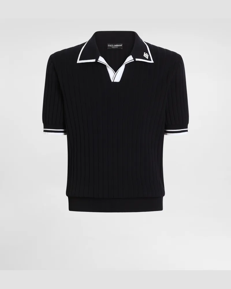 Dolce & Gabbana Polohemd Aus Baumwolle - Mann Strickwaren Wei Mehrfarbig