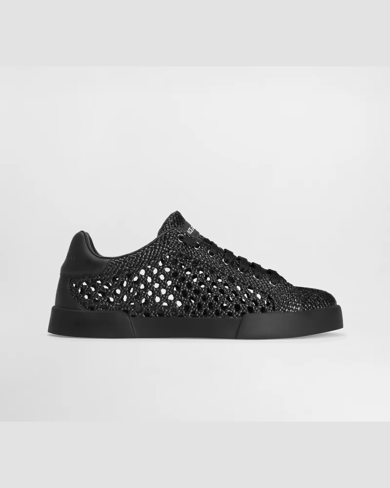 Dolce & Gabbana Sneaker Portofino Aus Geflochtenem Leder - Mann Sneakers Schwarz Schwarz