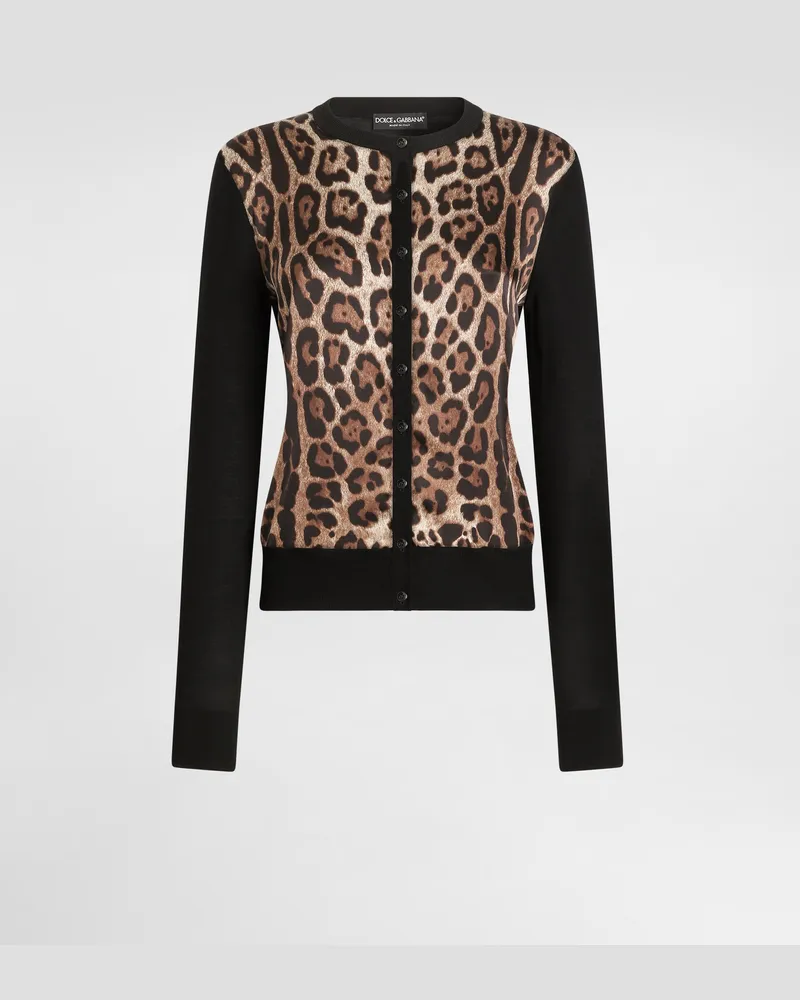 Dolce & Gabbana Cardigan Aus Wolle Mit Leo-print - Frau Strickwaren Animalprint Print