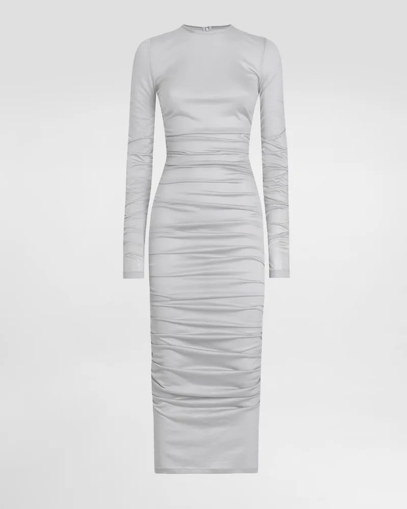 Dolce & Gabbana Drapiertes Longuette-kleid Aus Wolljersey - Frau Kleider Grau Grau