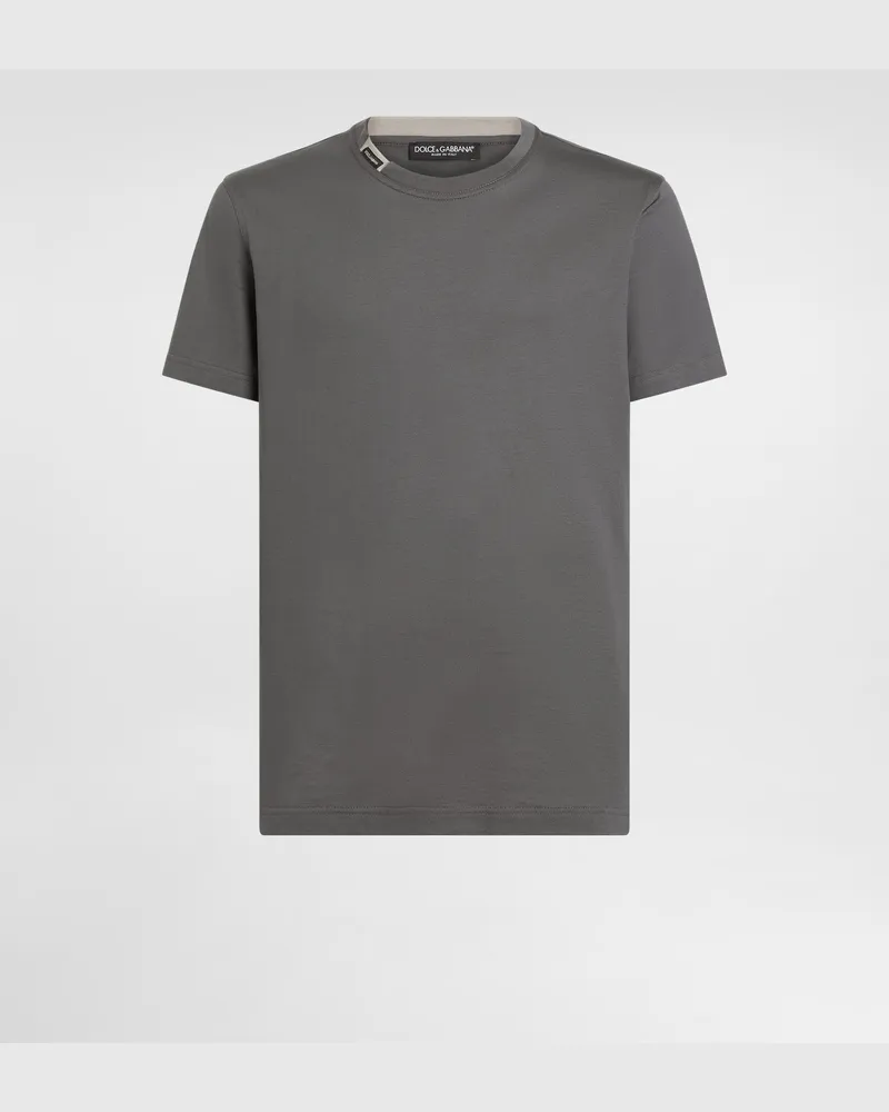 Dolce & Gabbana T-shirt Aus Baumwolljersey - Mann T-shirts Und Polos Grau Baumwolle Grey