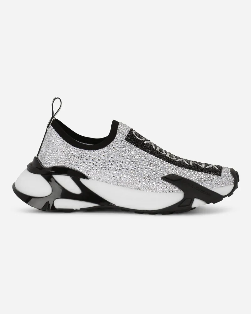 Dolce & Gabbana Sneaker Fast Mit Thermostrass - Frau Sneakers Schwarz Stoff Weiss