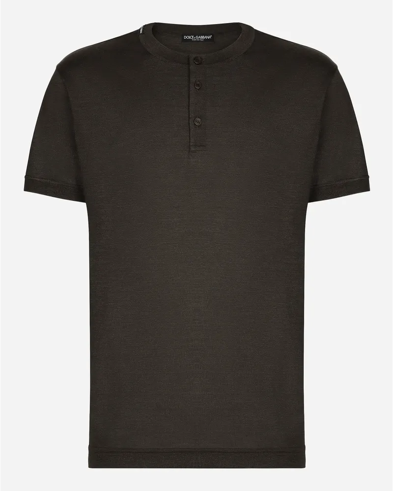 Dolce & Gabbana Kurzarm-T-Shirt aus Seide Beige