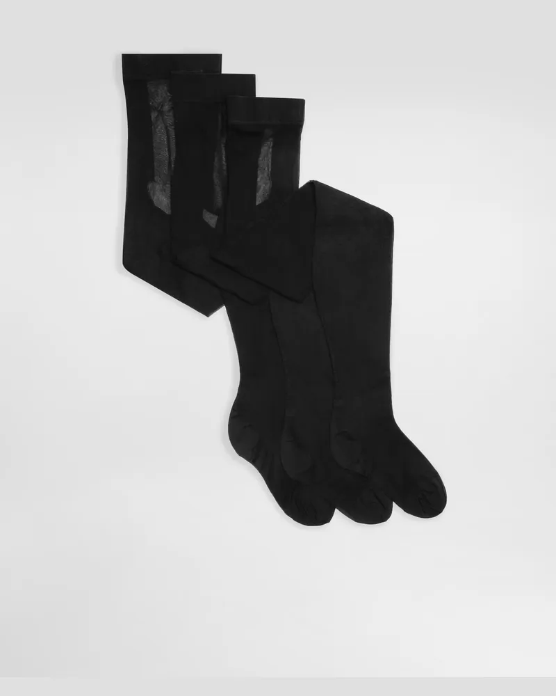 Dolce & Gabbana Nylonstrumpfhose Mit Dg-jacquardlogo - Frau Socken Schwarz Schwarz
