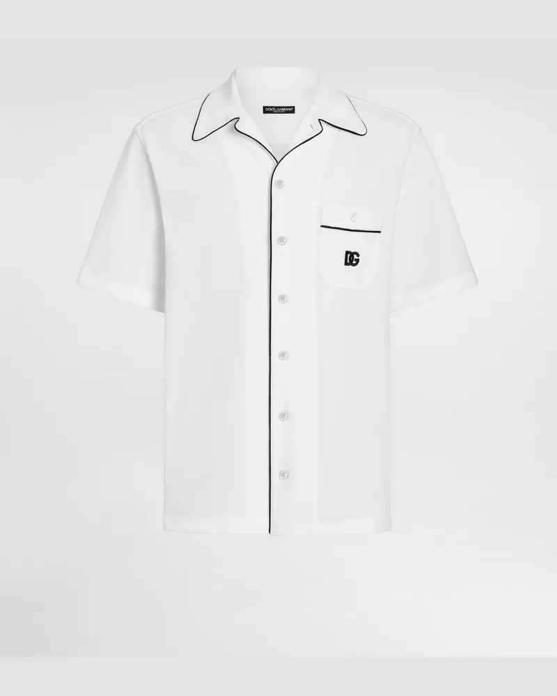 Dolce & Gabbana Hawaiihemd Aus Piqué - Mann Hemden Wei Weiss