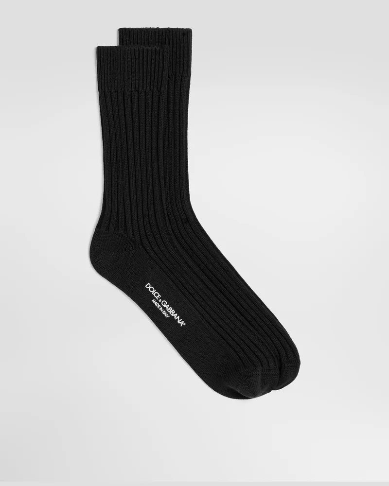 Dolce & Gabbana Socken Aus Baumwolle In Rippstrick - Frau Collection Schwarz Schwarz