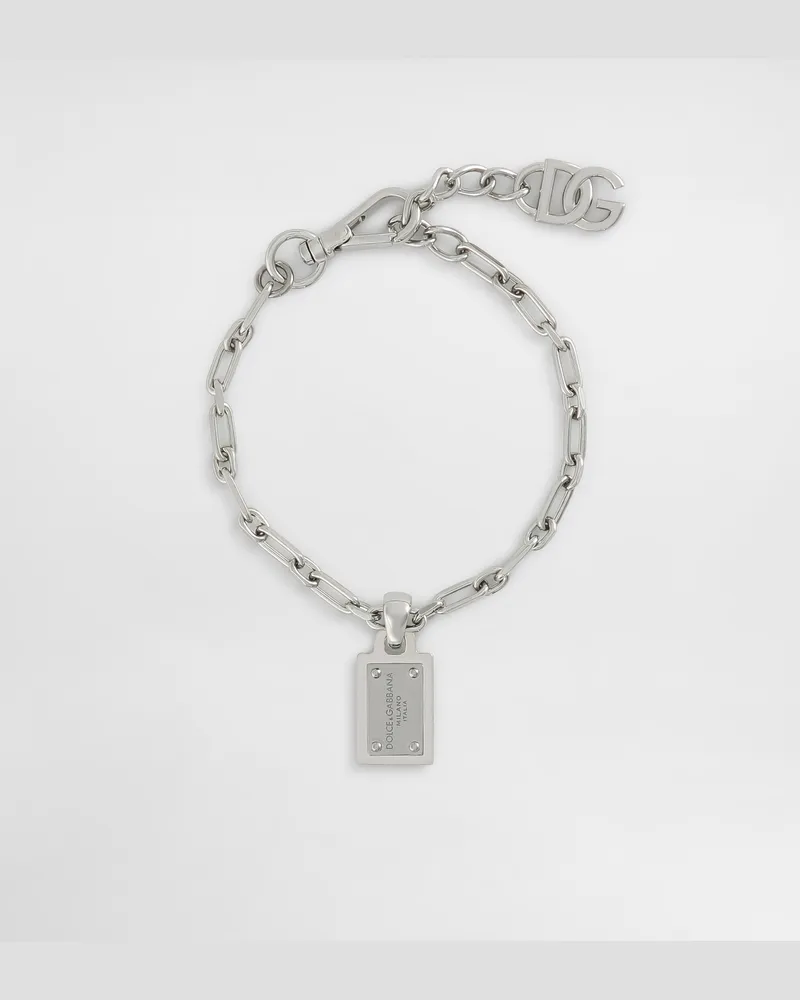 Dolce & Gabbana Armband Mit -logoplakette - Mann Bijoux Silber Metall Silber