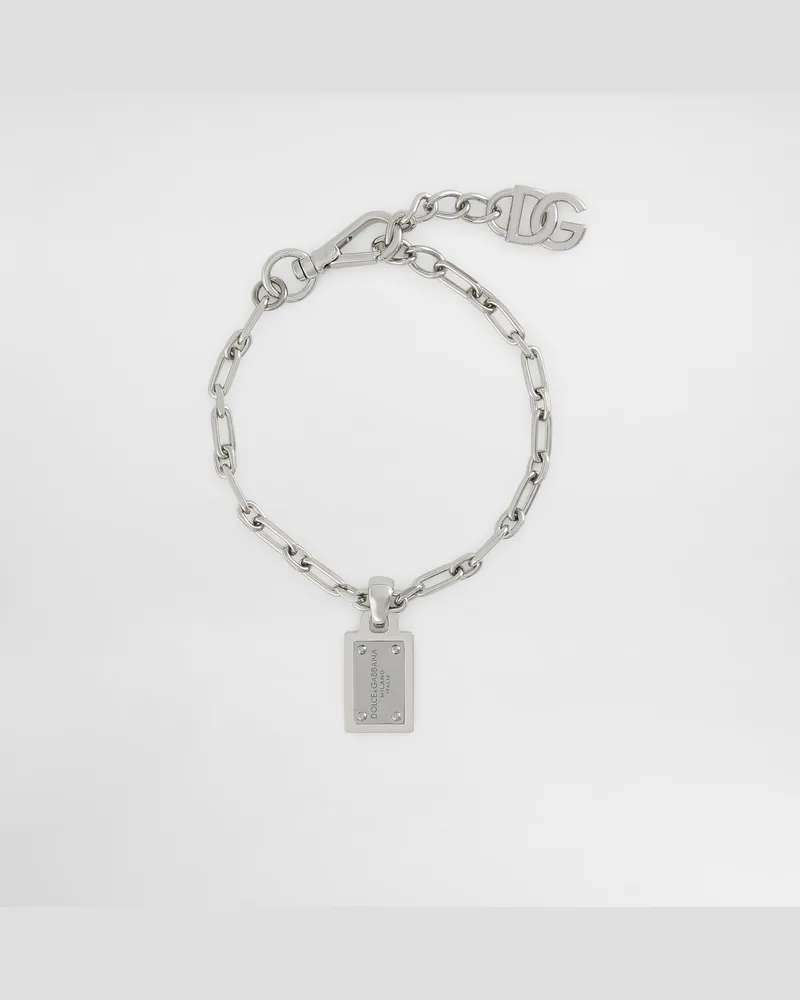 Dolce & Gabbana Armband Mit -logoplakette - Mann Bijoux Silber Metall Silber