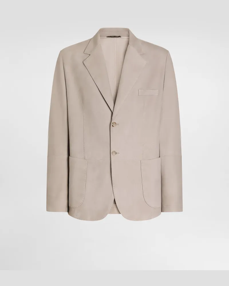 Dolce & Gabbana Einreihige Jacke Aus Veloursleder - Mann Mäntel Und Jacken Grau Multicolor