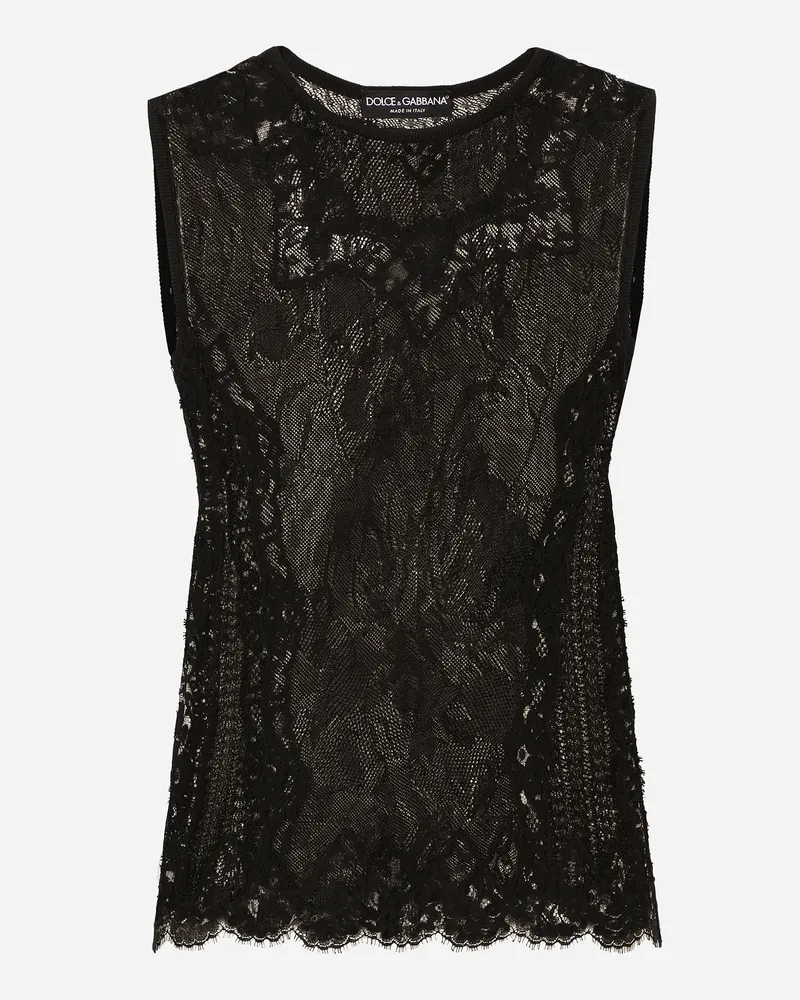 Dolce & Gabbana Jacquard-rundhalspullover Mit Ajourmuster - Frau T-shirts Und Sweatshirts Schwarz Schwarz