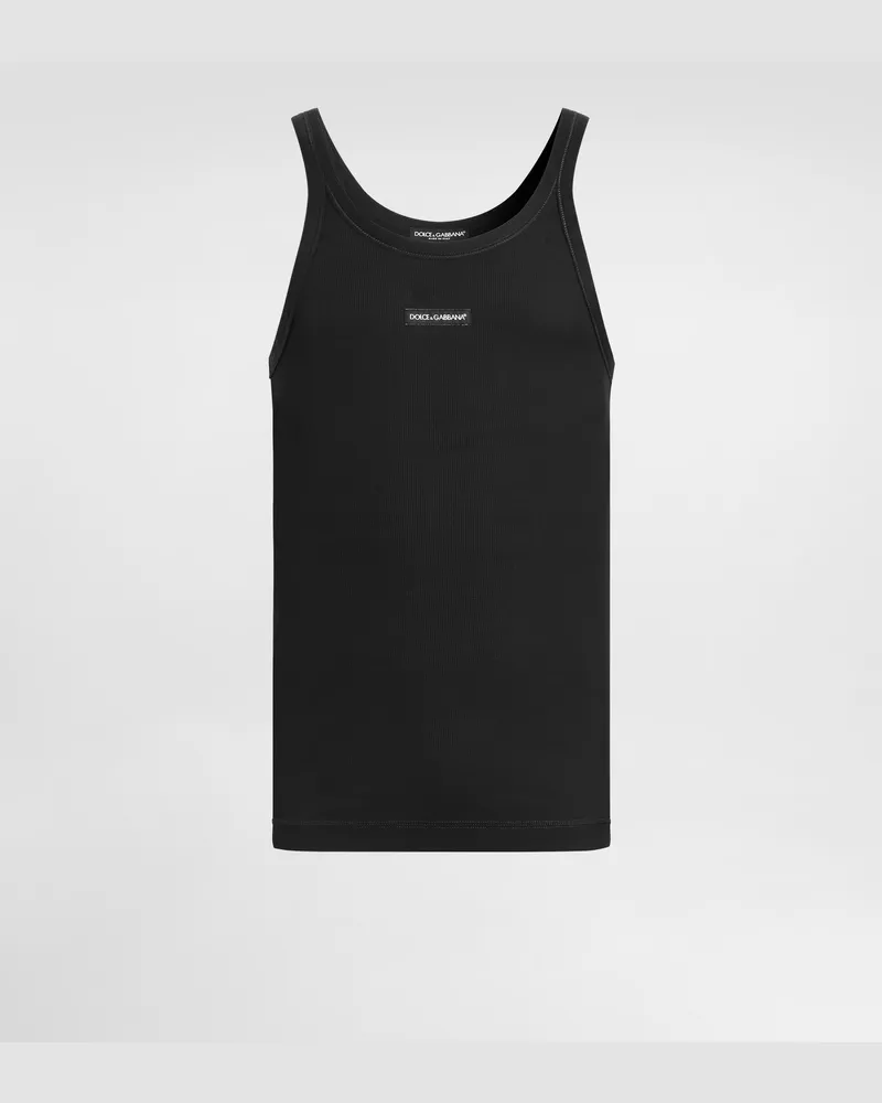 Dolce & Gabbana Cotton Tank Top With Print - Mann T-shirts Und Polos Braun Brown