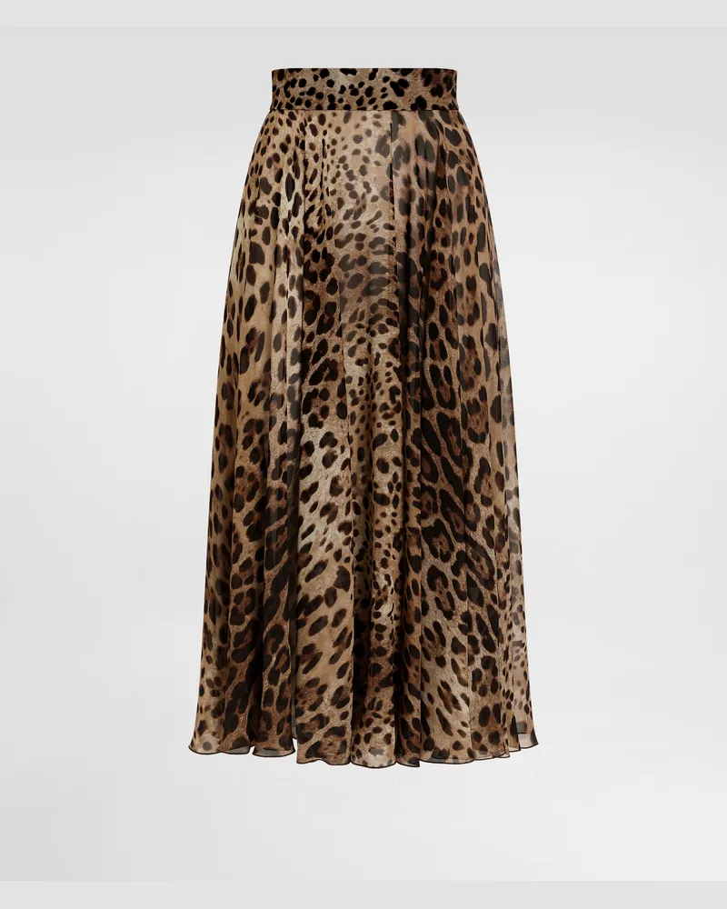 Dolce & Gabbana Leopard-print Chiffon Circle Skirt - Frau Röcke Animalprint Drucken