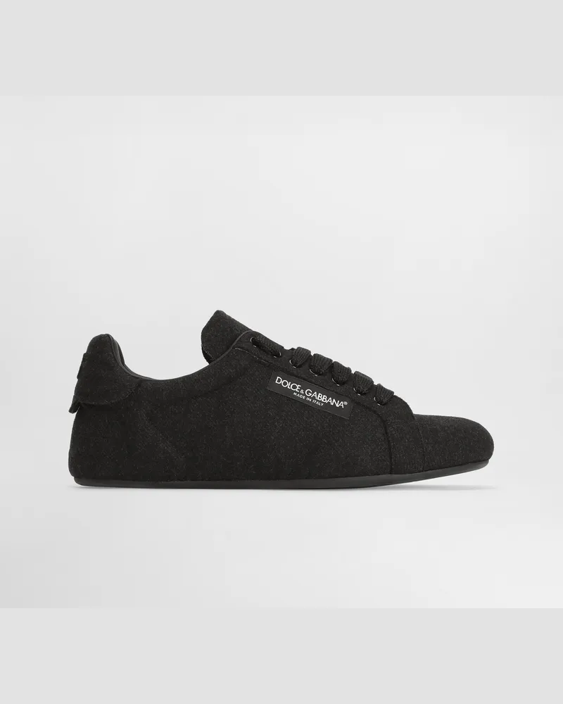 Dolce & Gabbana Schuhe Portofino Soft Aus Spaltleder - Mann Sneakers Schwarz Schwarz