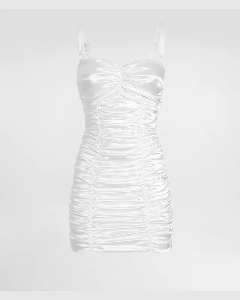Dolce & Gabbana Drapiertes Minikleid Aus Satin - Frau Kleider Wei� Satin Weiss