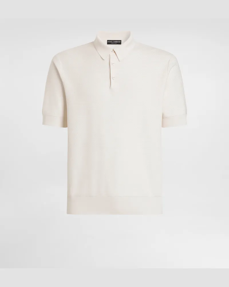Dolce & Gabbana Poloshirt Aus Feinmaschiger Seide - Mann Strickwaren Wei Weiss