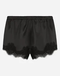 Dolce & Gabbana Diese edlen Dessous-Shorts aus elastischem Seidensatin mit Spitzenbordüre aus Baumwolle bestechen durch ihren sinnlichen; edlen Look Schwarz