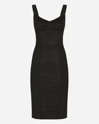 Dolce & Gabbana Corset-style midi dress in powernet and lace Schwarz