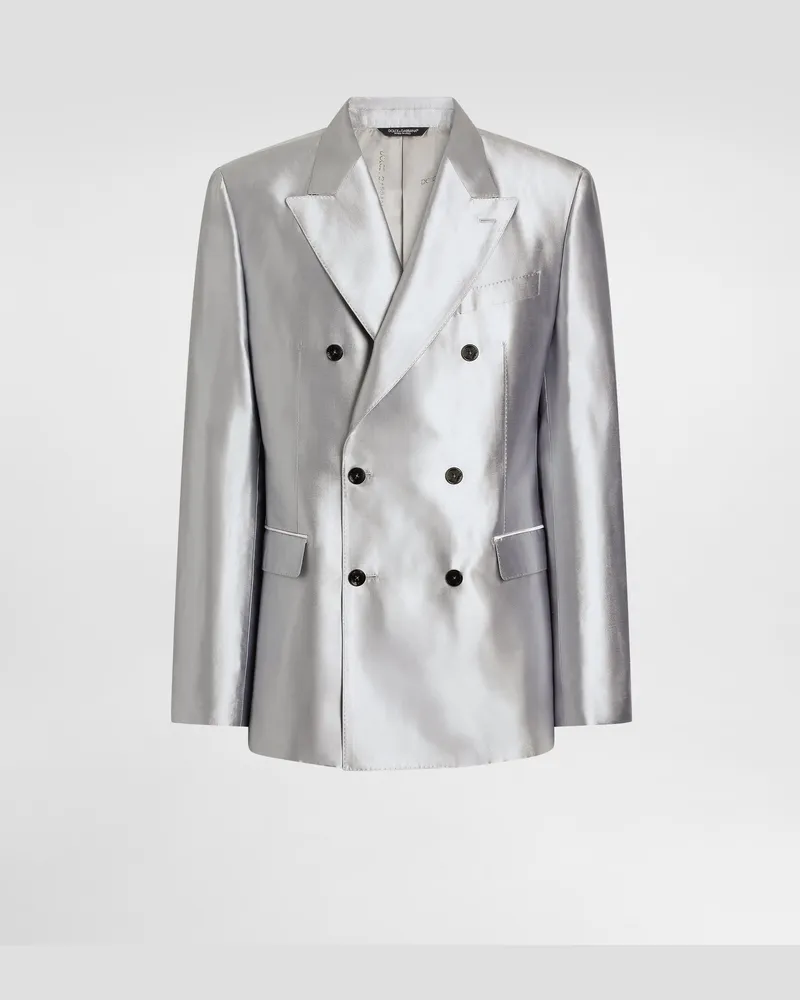 Dolce & Gabbana Jacke Sicilia Light Aus Seiden-shantung Mit Zweireiher-knöpfung - Mann Anzüge Und Blazer Grau Seide Grey