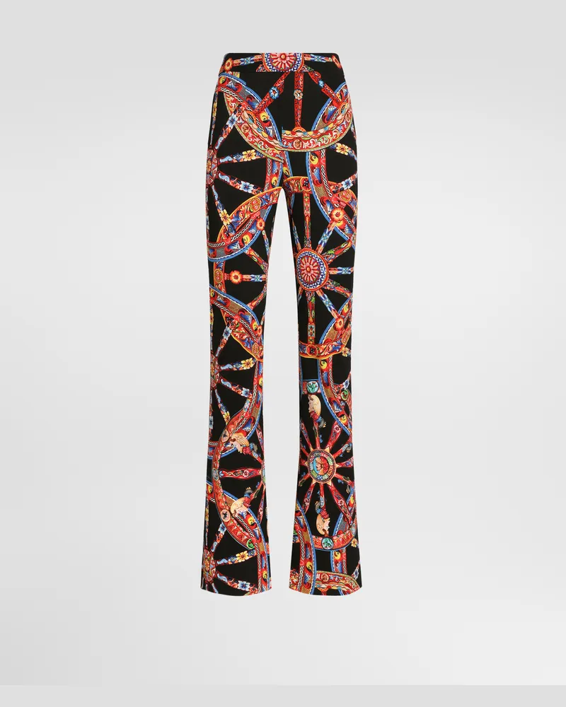 Dolce & Gabbana Leggings Aus Viskosejersey Mit Carretto-print - Frau Hosen Und Shorts Mehrfarbig Mehrfarbig