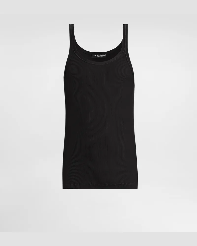 Dolce & Gabbana Ribbed Cotton Tank Top - Mann T-shirts Und Polos Braun Baumwolle Brown
