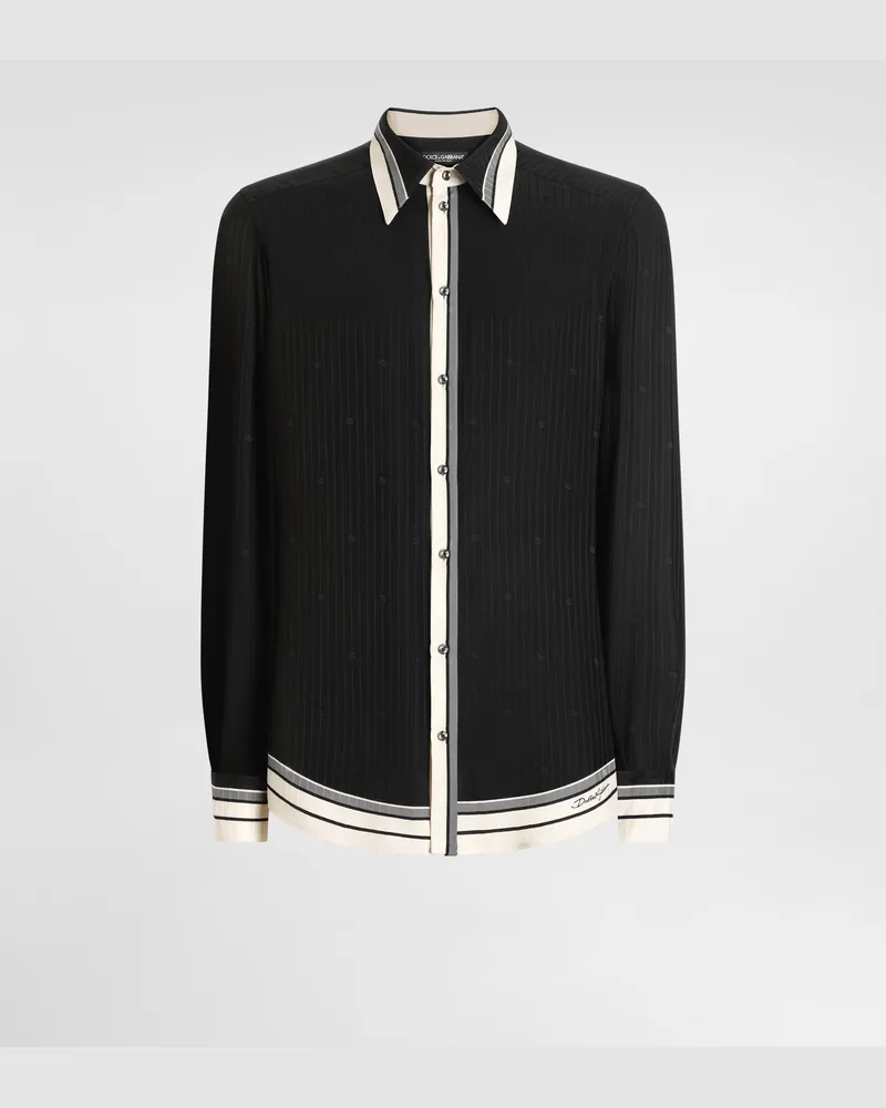 Dolce & Gabbana Logo And Stripe-print Jacquard Martini Shirt - Mann Hemden Multicolor Multicolor