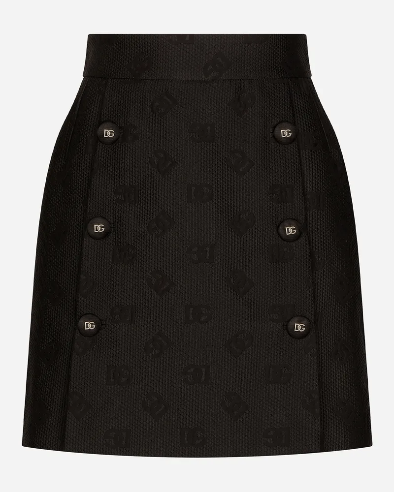 Dolce & Gabbana Minirock Aus Jacquard Mit Dg-logo Allover - Frau Röcke Schwarz Schwarz