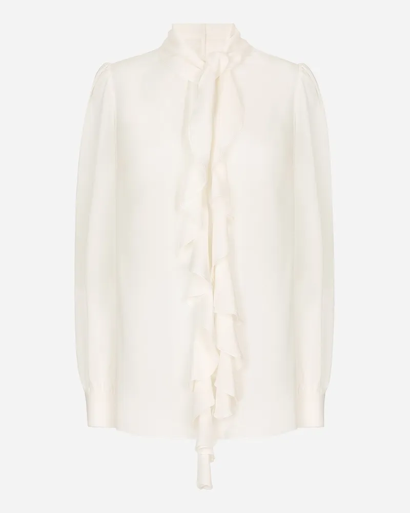 Dolce & Gabbana Bluse Mit Rüschen Aus Georgette - Frau Blusen Und Tops Wei� Seide Weiss