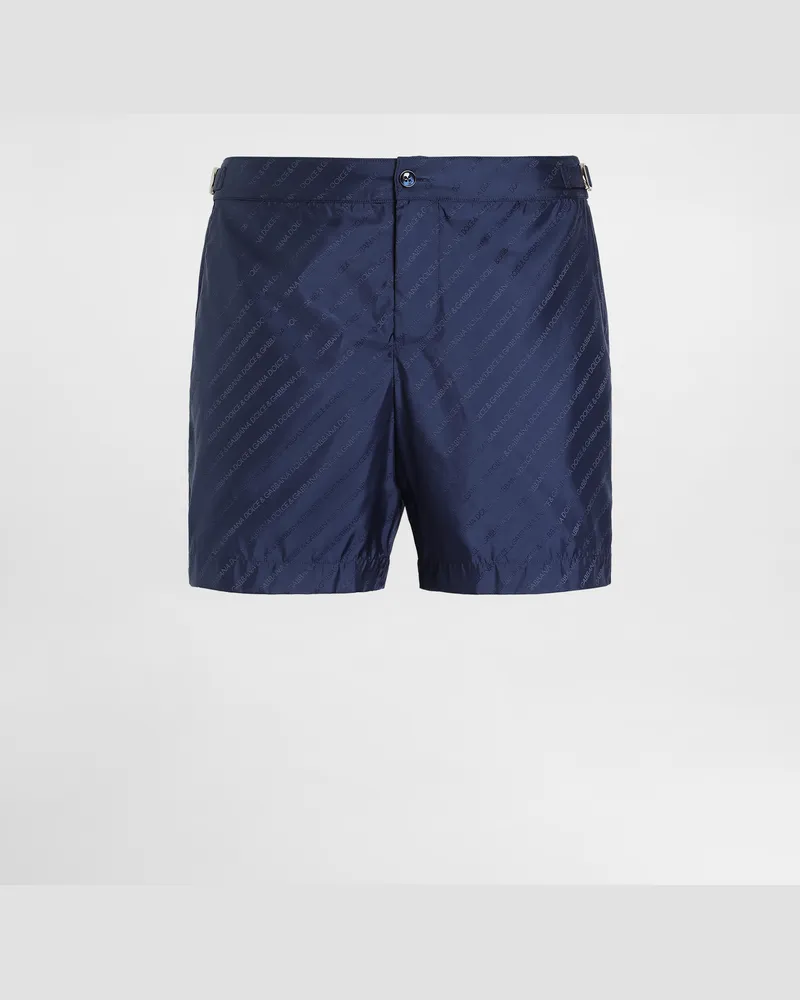 Dolce & Gabbana Badeboxer Aus Jacquard Mit Logo - Mann Beachwear Blau Blau