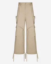 Dolce & Gabbana Cargohose aus Baumwollgabardine Beige