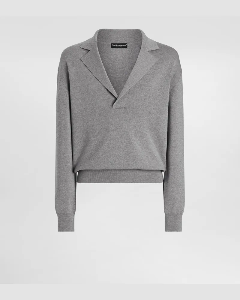 Dolce & Gabbana Wollpullover Mit V-ausschnitt Und Dg-stickerei - Mann Strickwaren Grau Grau