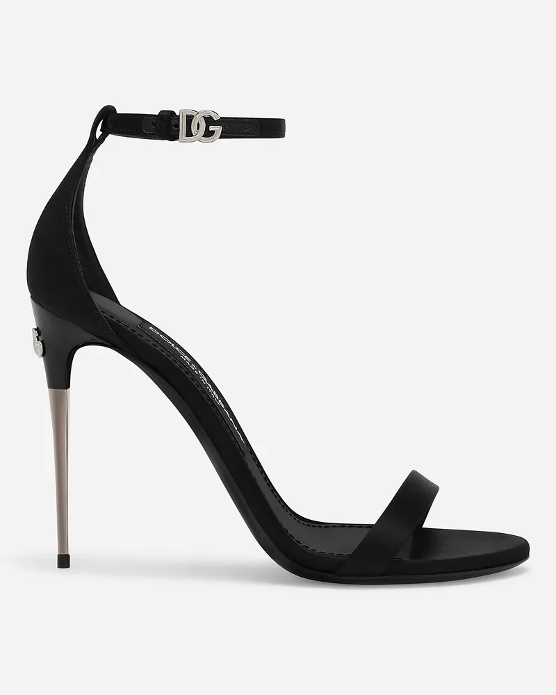 Dolce & Gabbana Sandalette Aus Satin - Frau Sandalen Und Wedges Schwarz Viskose Black