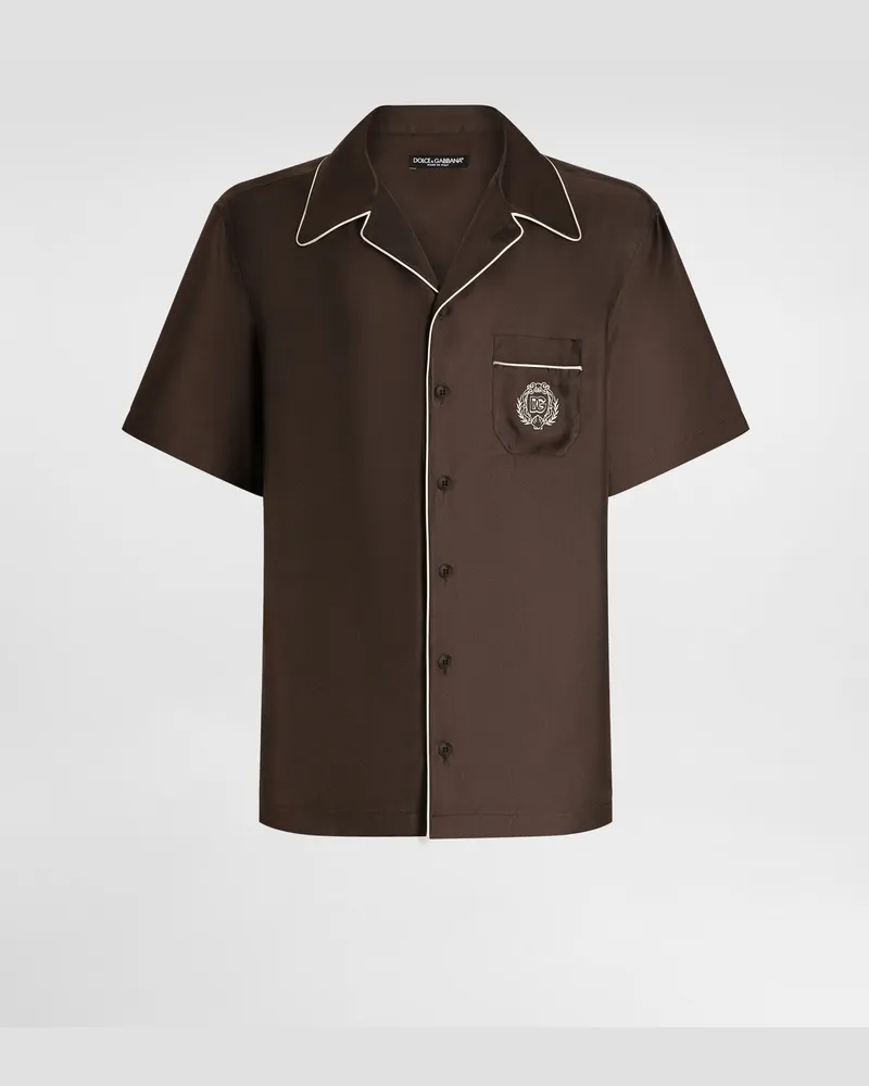 Dolce & Gabbana Hawaii Silk Twill Shirt - Mann Hemden Braun Brown